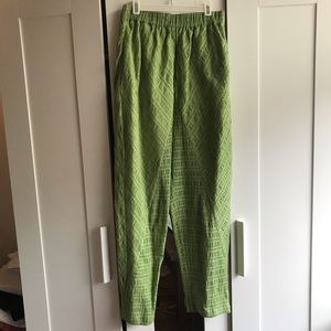 Nikki Chasin Grasshopper Green Crinkle Pants